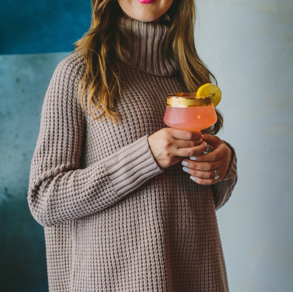 Oversized tan turtleneck